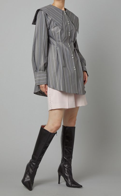 ビッグカラーロングブラウス