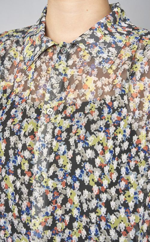 フラワープリントシアーシャツ