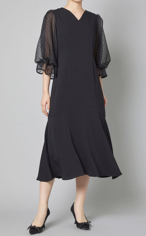 ドットオーガンジースリーブドレス