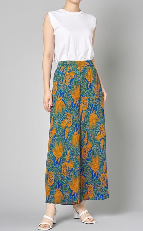 ボタニカルプリントイージーパンツ