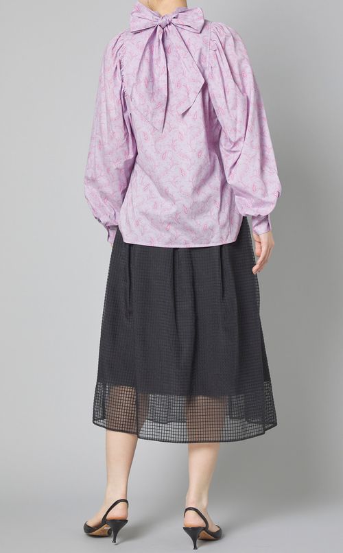 プリントボリュームスリーブブラウス