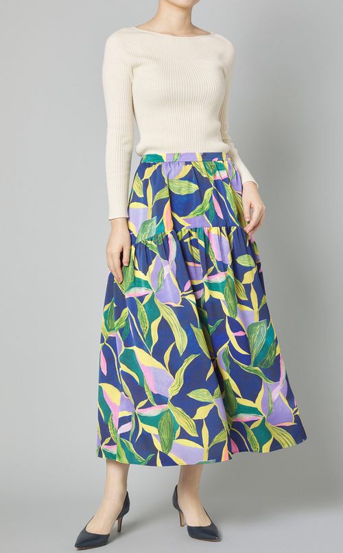 フラワープリントティアードスカート