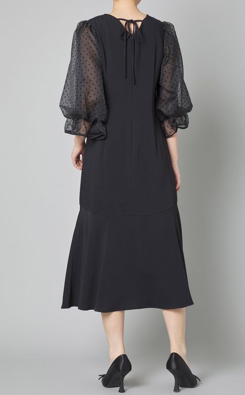 ドットオーガンジースリーブドレス
