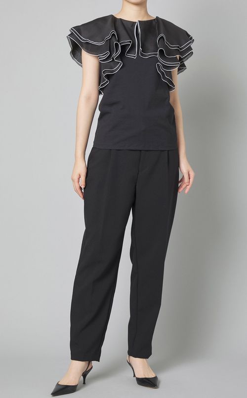 ラッフルネックフリルトップス