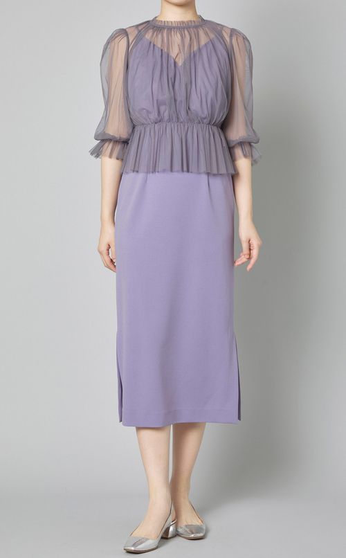 チュールジョーゼットブラウス付ワンピース