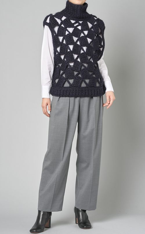 ベルト付タックワイドカーブパンツ