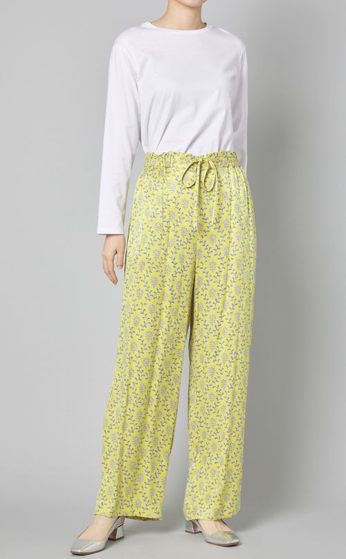 プリントフロントリボンイージーパンツ