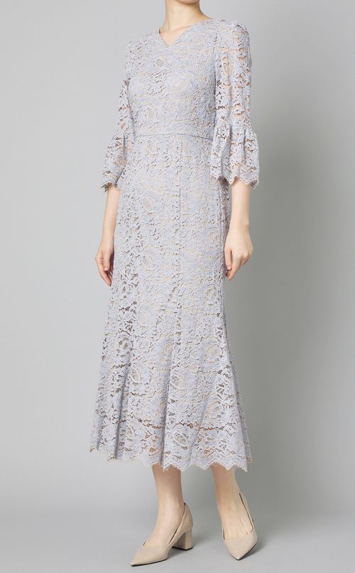 コードレースフレアスリーブワンピース