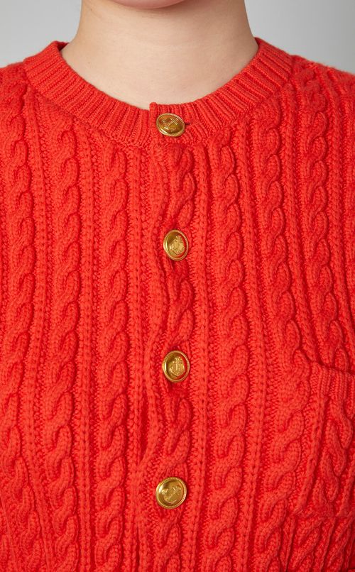 ケーブルニットショートカーディガン