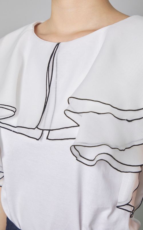 ラッフルネックフリルトップス