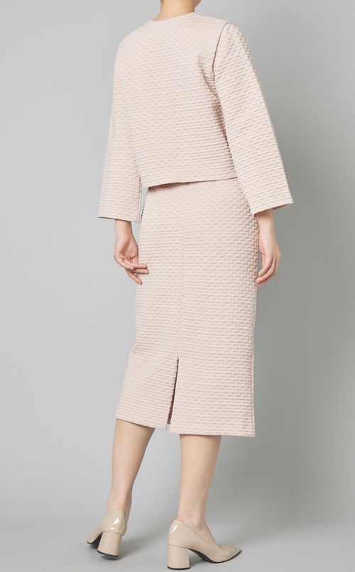 ニットジャガードノーカラージャケット