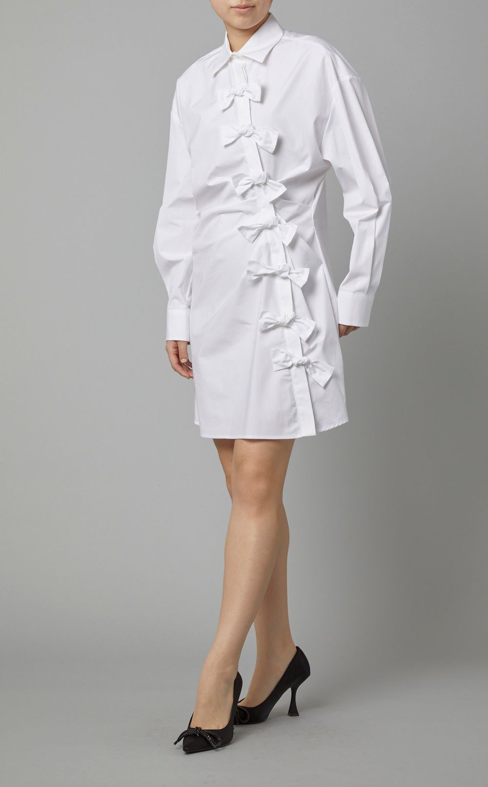 リボンモチーフフロントシャツワンピース