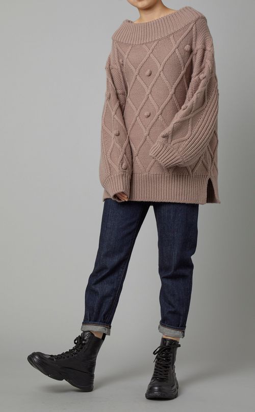 ダイヤ柄ニットプルオーバー