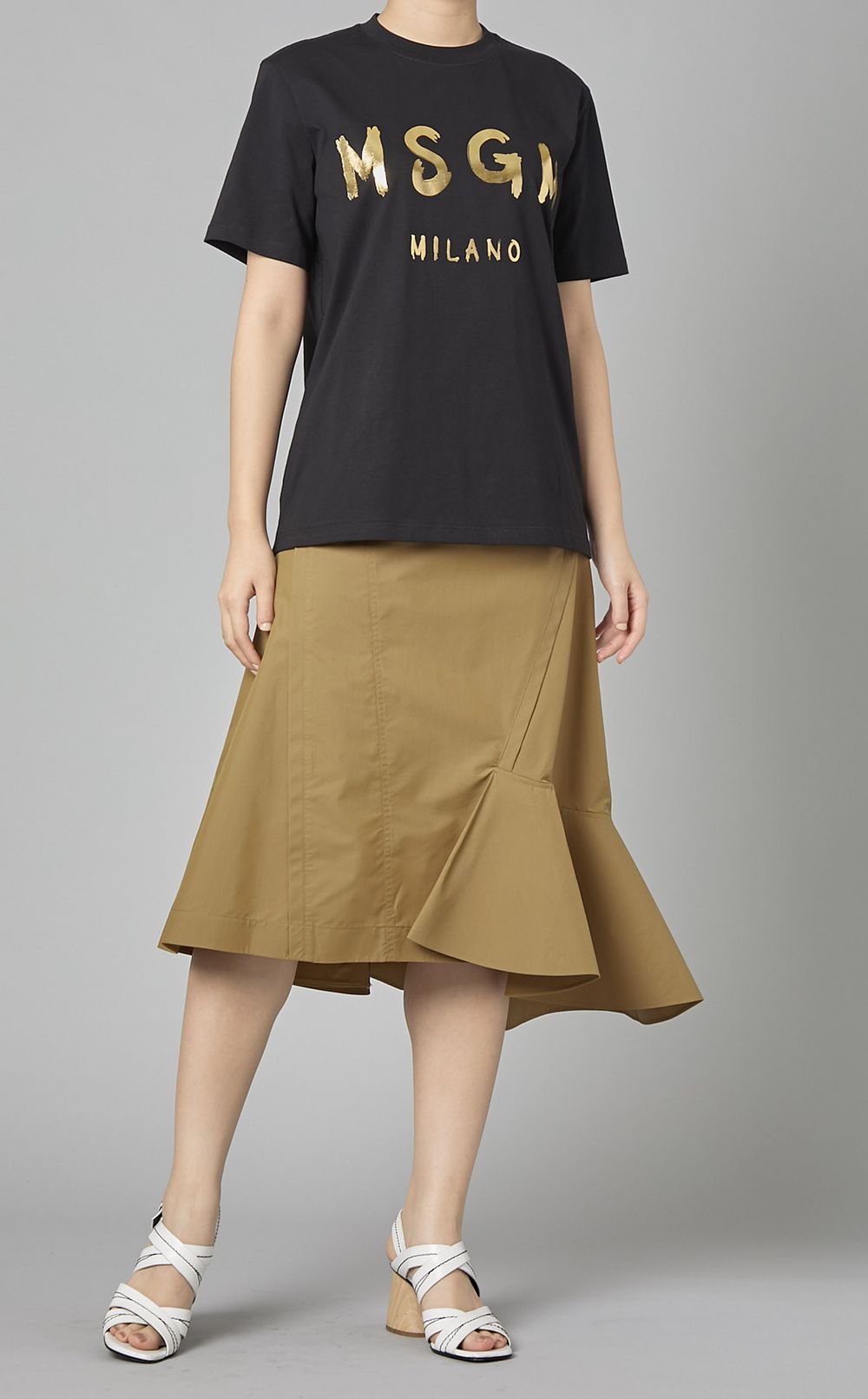 MSGM 3841MDP1625710618 関税送料込 MSGM|ゴールドロゴクルーネックTシャツ