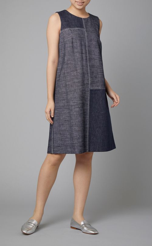 シャンブレーデニムノースリーブワンピース