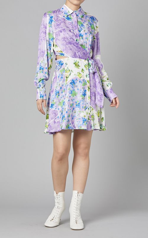 マルチフラワープリントシャツドレス