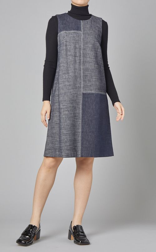 シャンブレーデニムノースリーブワンピース