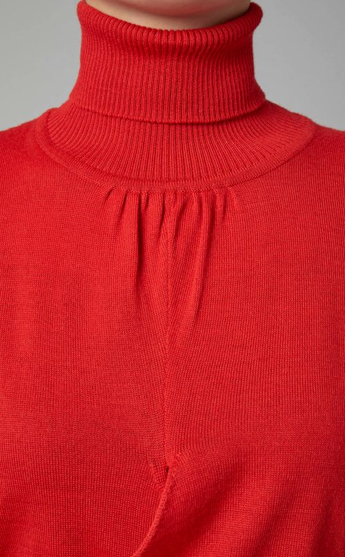 フロントリボンタートルネックニット