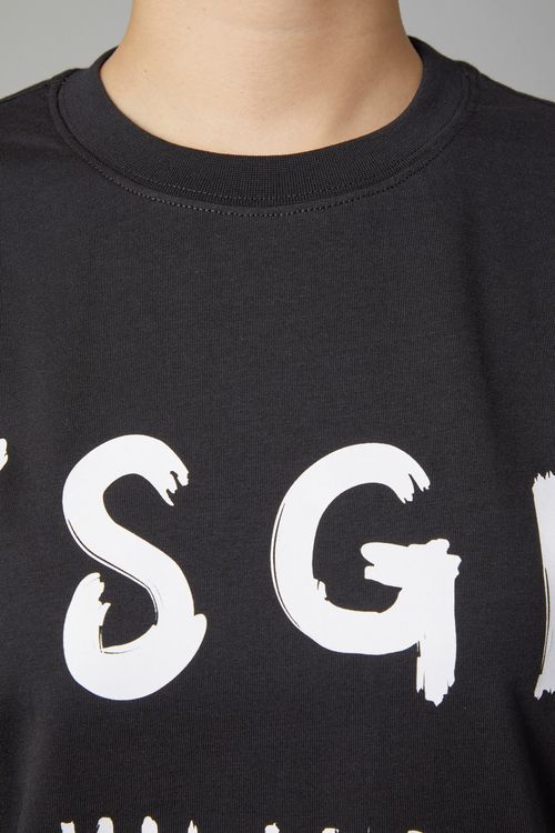 ホワイ卜ロゴクルーネックTシャツ