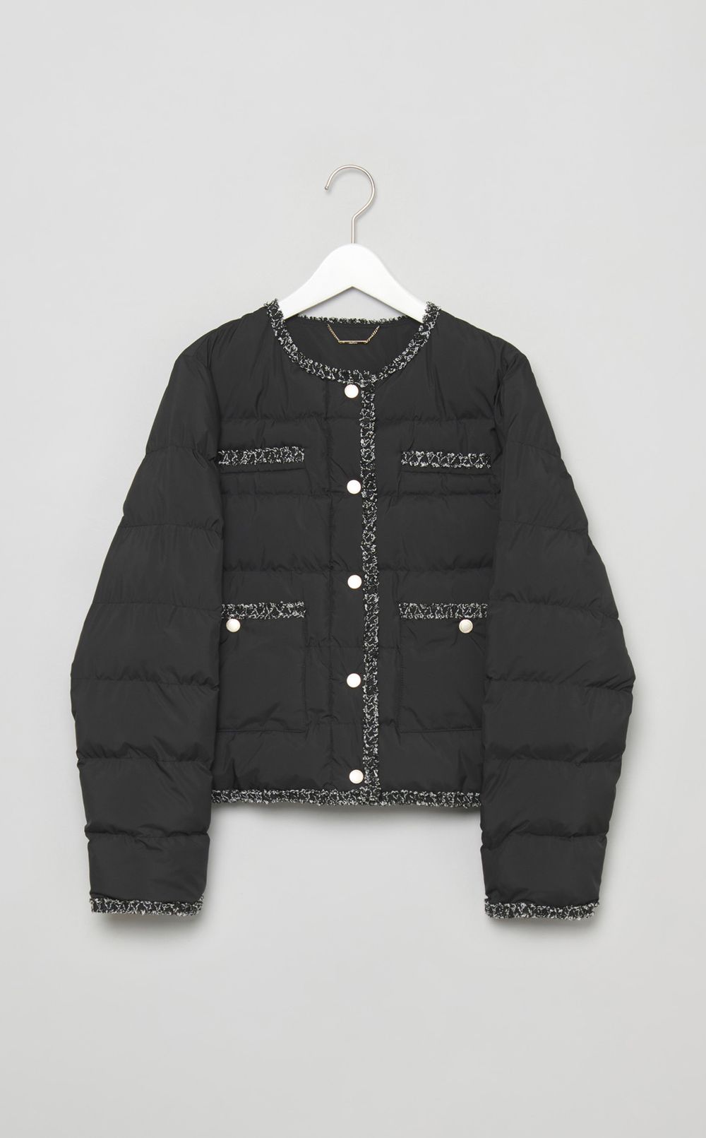 ノーカラーキルティングブルゾン