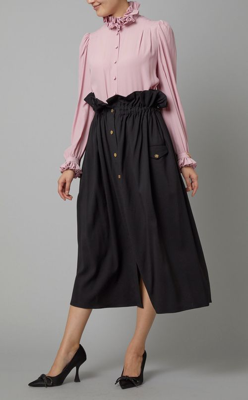 フロントボタンギャザースカート