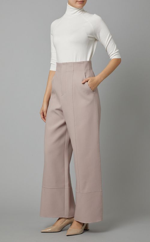 ツイルハイウェストワイドパンツ