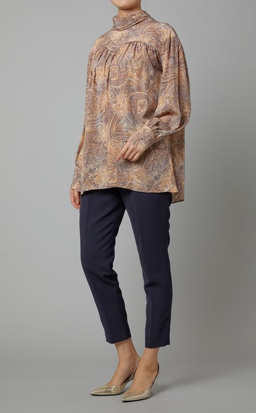 ペイズリープリントスカーフカラーシャツ