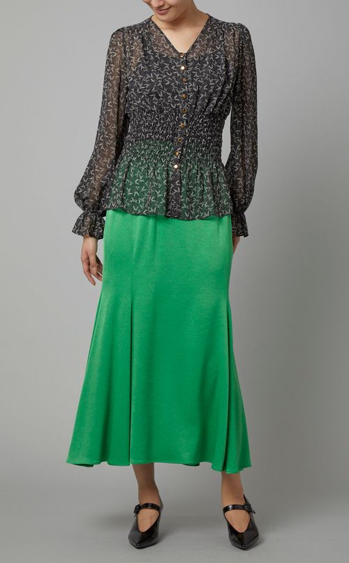 シフォンプリントブラウス