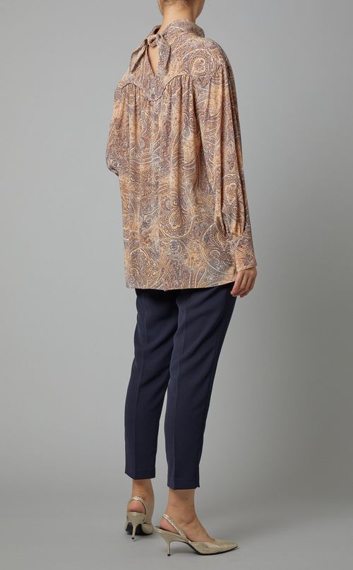 ペイズリープリントスカーフカラーシャツ