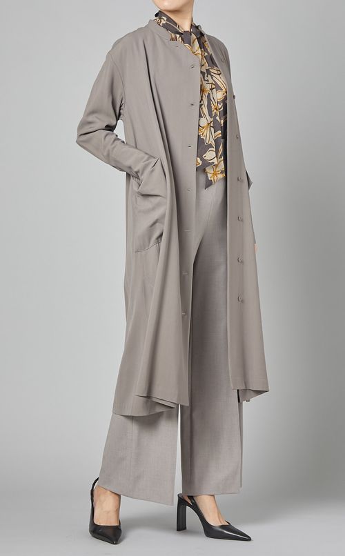 アシンメトリーフロントコートドレス