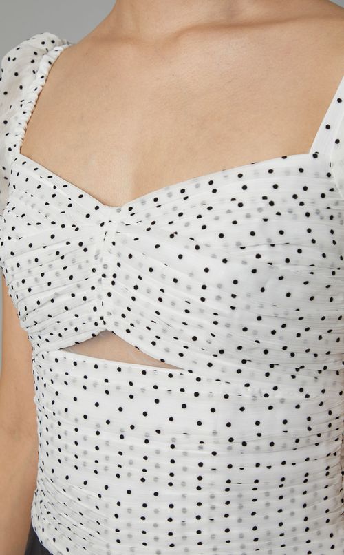 ドットプリントギャザートップス