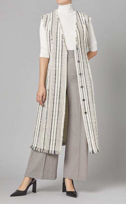 カットオフツイードVネックジレワンピース