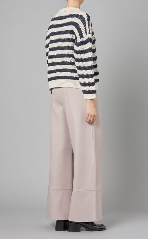 コットンボーダーVネックカーディガン