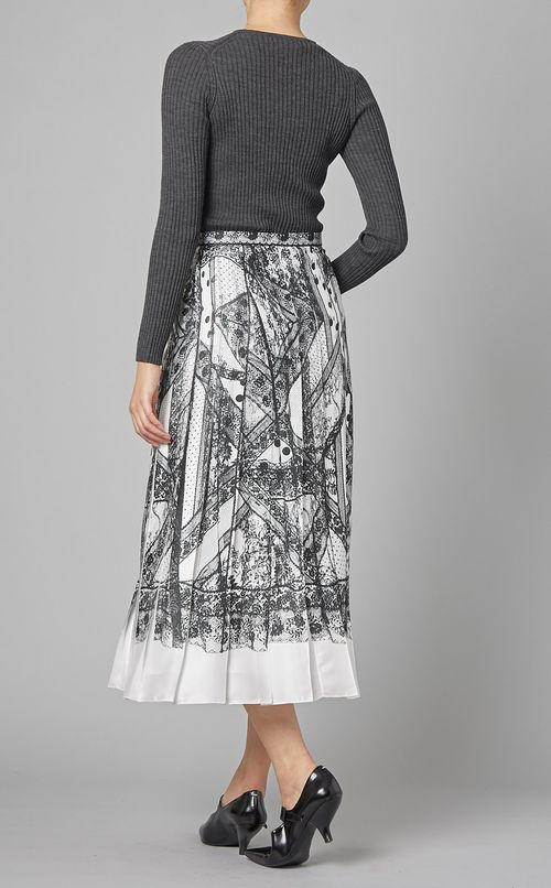 グラデーションリブクルーネックニット