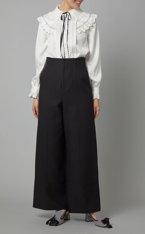 ツイルハイウェストワイドパンツ