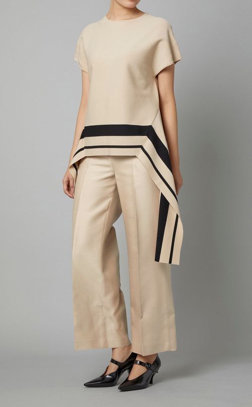 ウールシルクストレートパンツ