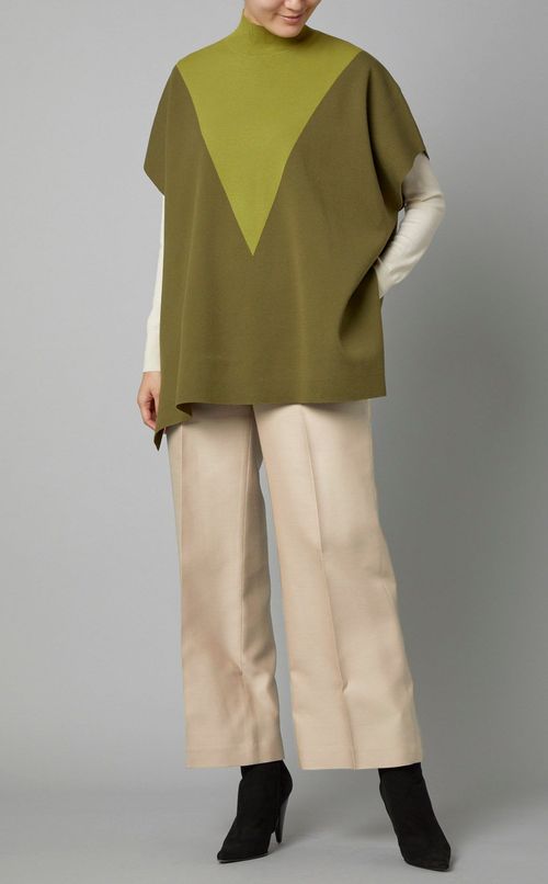 ウールシルクストレートパンツ