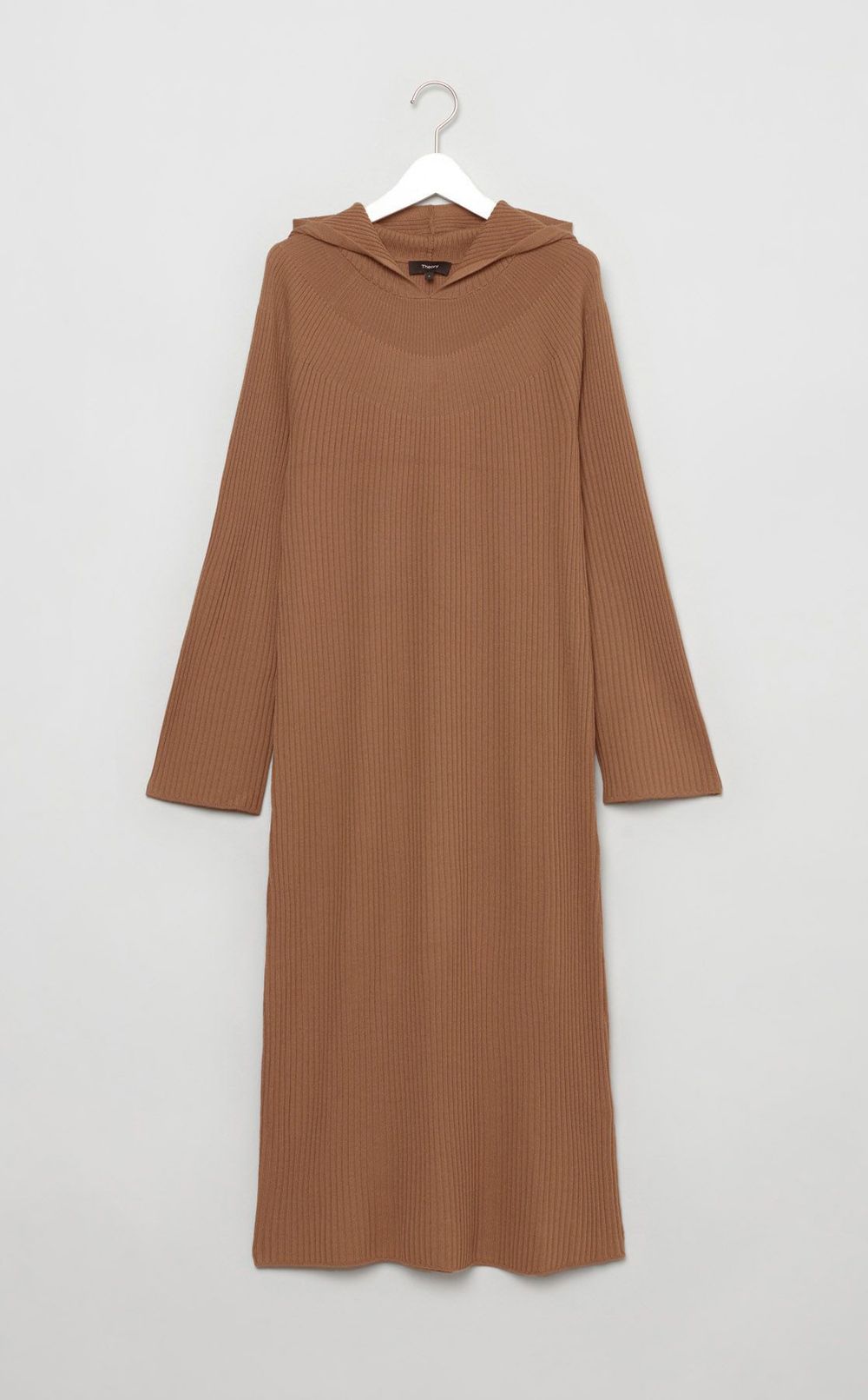 リブニットフーディワンピース