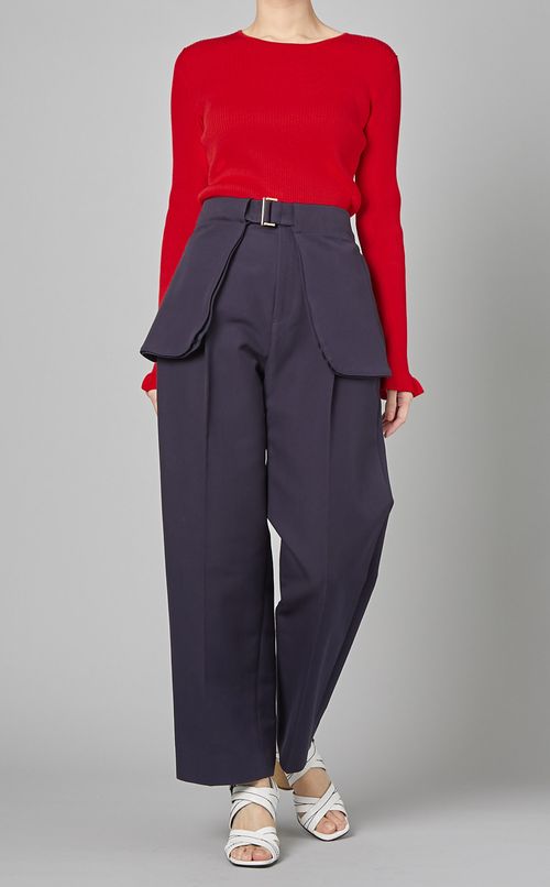 コンパクトコットンクルーネックニット