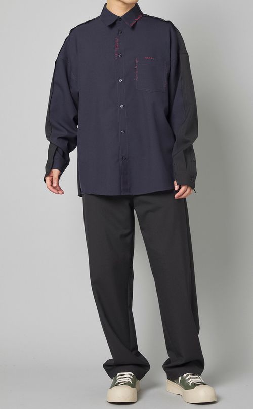 トロピカルウールステッチシャツ