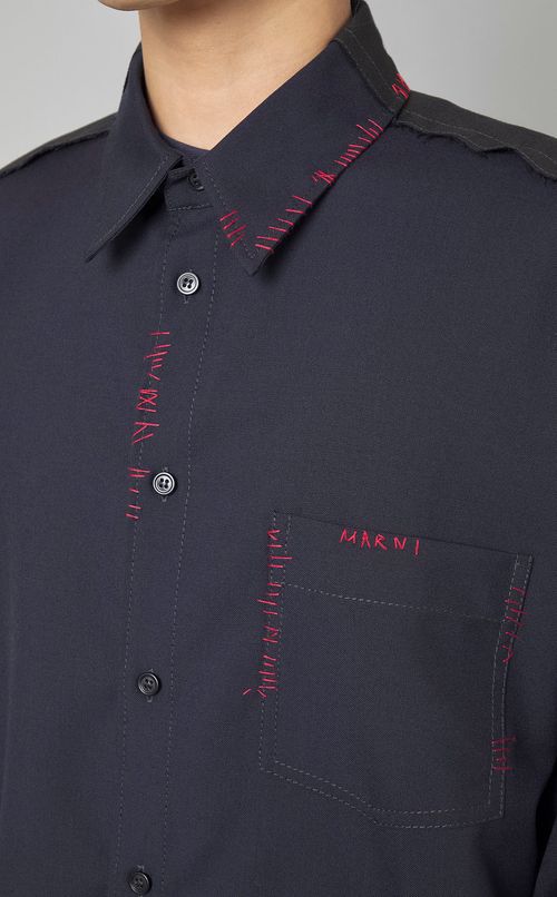 トロピカルウールステッチシャツ