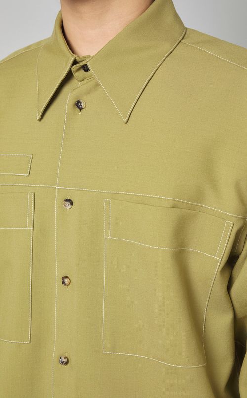 トロピカルウールダブルポケットシャツ