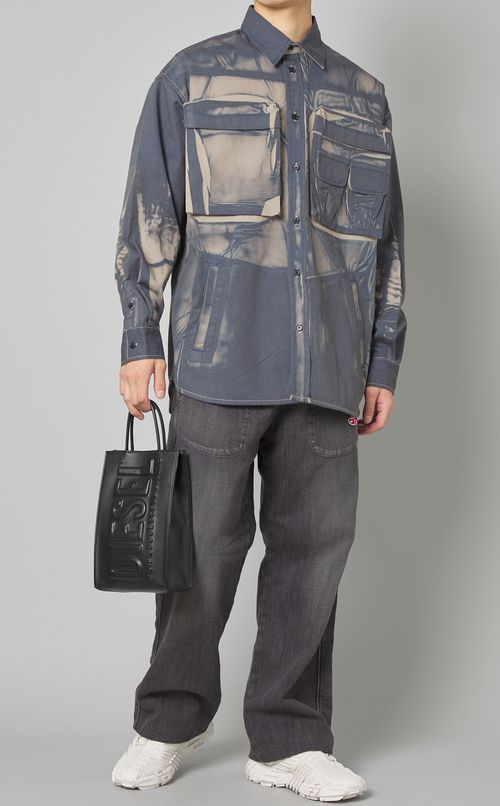 プリントデニムビッグシャツブルゾン