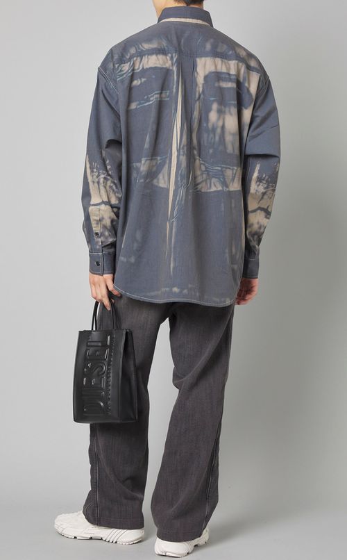 プリントデニムビッグシャツブルゾン