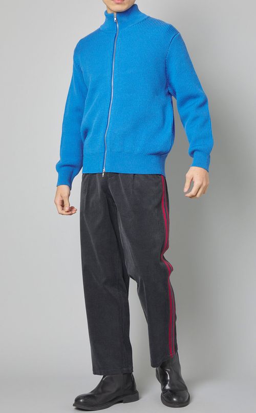 リブニットジップブルゾン