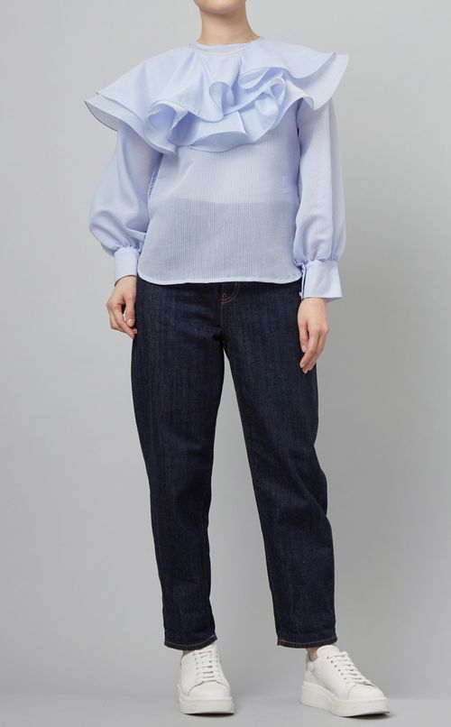 オーガンジーラッフルティペットブラウス