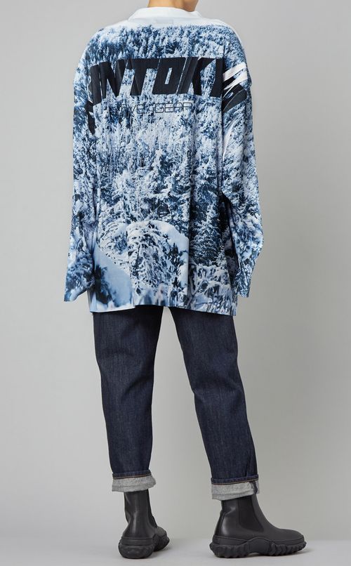 プリントリブカーディガン