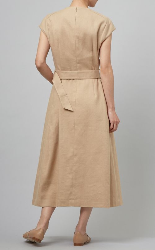 リネン混フレンチスリーブワンピース