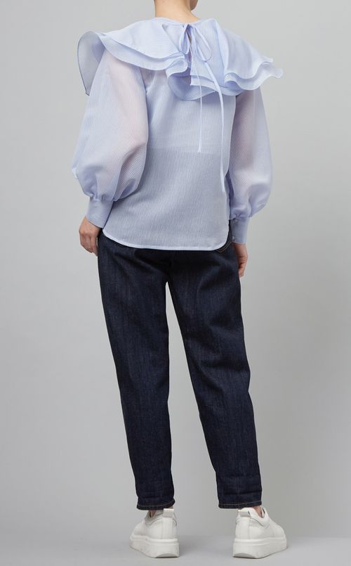 オーガンジーラッフルティペットブラウス