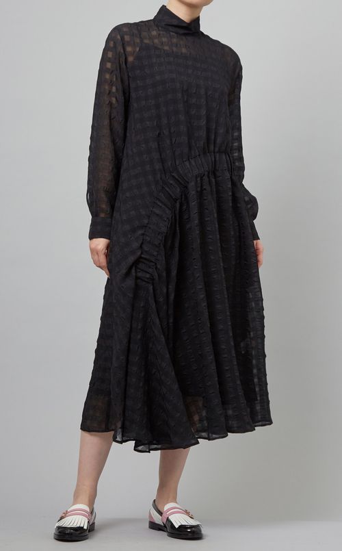 サッカーチェックギャザーワンピース